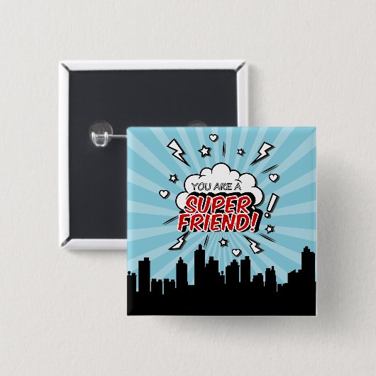 Superheld Friend Comic Valentijn Button (Voorkant /achterkant)
