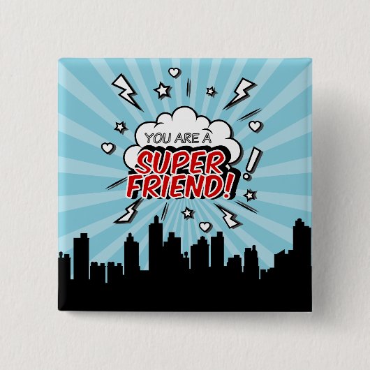 Superheld Friend Comic Valentijn Button (Voorkant)