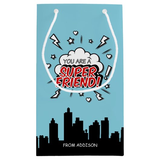 Superheld Friend Comic Valentijn Gift Bag Klein Cadeauzakje (Achterkant)