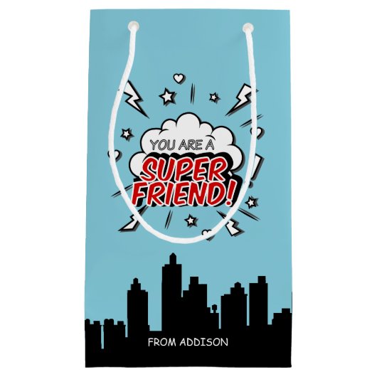 Superheld Friend Comic Valentijn Gift Bag Klein Cadeauzakje (Voorkant)