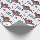 Superheld Fun Birthday Flying Boy Tremendous Gift Cadeaupapier (Hoek)