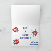 Superheld Fun Birthday Flying Boy Tremendous Gift Kaart (Binnen)