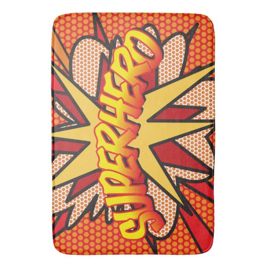 SUPERHELD_FUN Retro stripboek Pop Art Badmat (Voorkant Verticaal)
