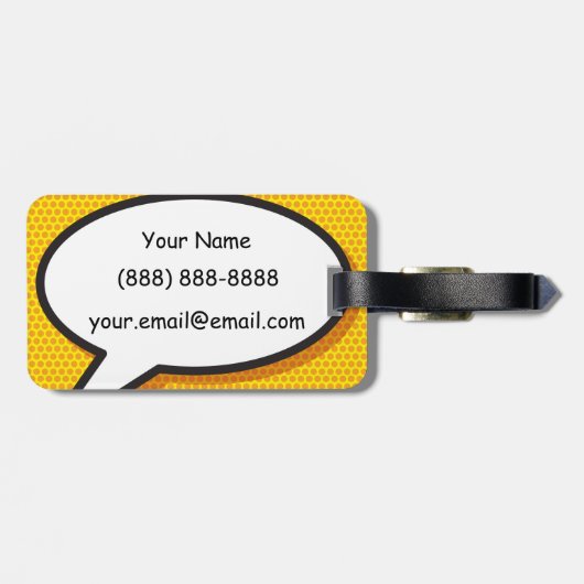 SUPERHELD_FUN Retro stripboek Pop Art Bagagelabel (Achterkant horizontaal)