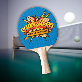 SUPERHELD Fun Retro Stripboek Pop Art Tafeltennisbatje