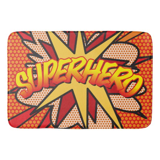 SUPERHELD Fun Retro Strips Pop Art Badmat (Voorkant)