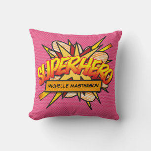 SUPERHELD Fun Retro Strips Pop Art Kussen