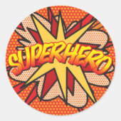 SUPERHELD Fun Stripsboek Ronde Sticker (Voorkant)