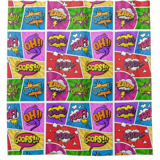 Superheld Gamer Comic-boek, gordijn voor douchegor (Voorkant)