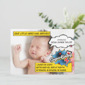 Superheld geboorte aankondiging kaart, SuperBABY b (Staand voorkant)