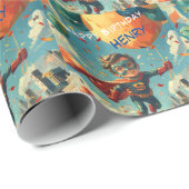 Superheld Gelukkig Verjaardagsontwerp voor Kindere Cadeaupapier (Rol Hoek)