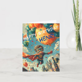 Superheld Gelukkig Verjaardagsontwerp voor Kindere Kaart