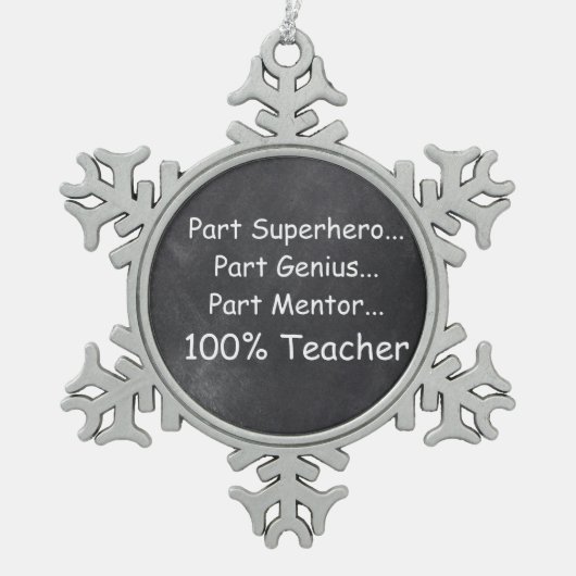 Superheld Genius Mentor Teacher Chalkboard Gift Tin Sneeuwvlok Ornament (Voorkant)