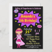 Superheld Girl Birthday Uitnodiging (Voorkant)