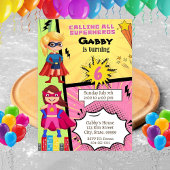 Superheld Girl Birthday Uitnodiging