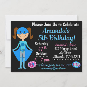 Superheld Girl Birthday Uitnodiging