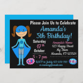 Superheld Girl Birthday Uitnodiging (Voorkant / Achterkant)