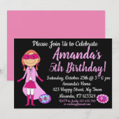 Superheld Girl Birthday Uitnodiging (Voorkant / Achterkant)