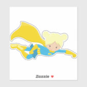 Superheld Girl, Blonde Hair, Hero, gele cape Sticker (Vel)