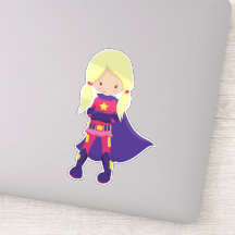 Superheld Girl, Blonde Hair, Paarse Cape, Hero