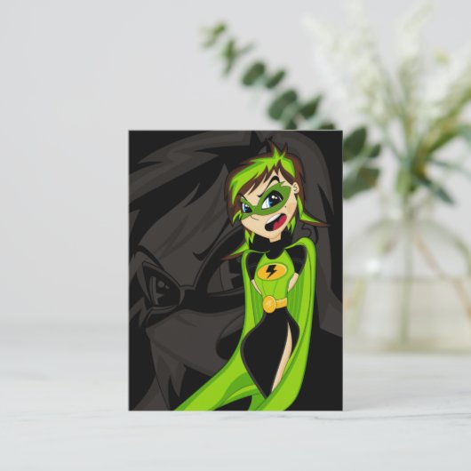 Superheld Girl Briefkaart (Staand voorkant)