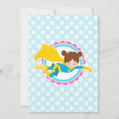 Superheld Girl - Brunette Birthday Party Kaart (Achterkant)