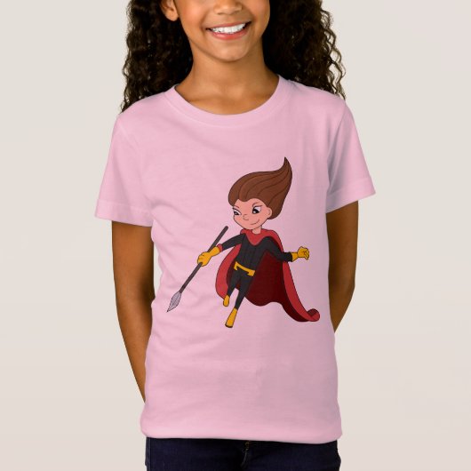Superheld girl cartoon t-shirt (Voorkant)