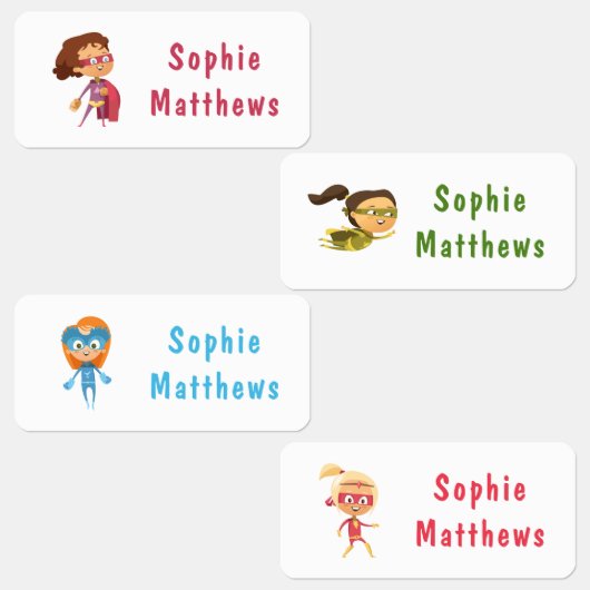 Superheld Girl Custom Specialized Name Clothing Labels (Groep)