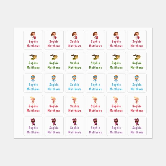 Superheld Girl Custom Specialized Name Clothing Labels (Vel)
