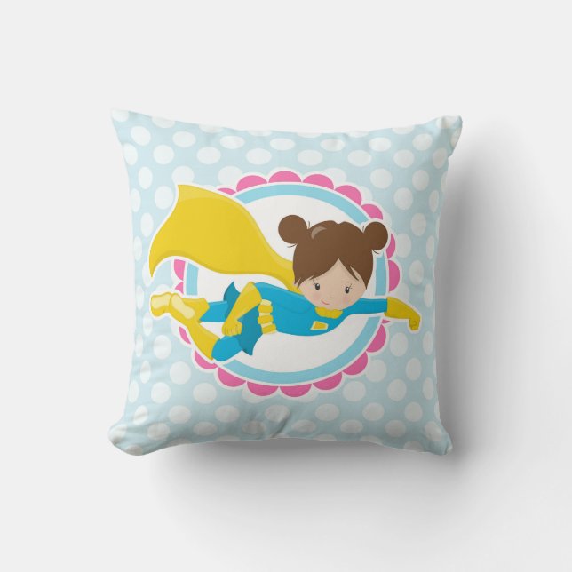 Superheld Girl - Cute Flying Hero in Cape Kussen (Voorkant)