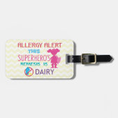 Superheld Girl Dairy Allergy Persoonlijke Kinderen Bagagelabel (Voorkant horizontaal)