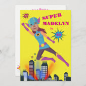 Superheld Girl Fantastic Sensational Birthday Kaart (Voorkant / Achterkant)