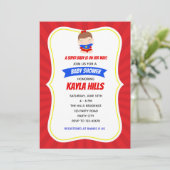 Superheld Girl Invitation Baby shower / Birthday Kaart (Staand voorkant)
