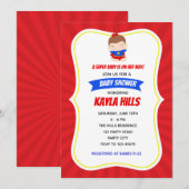 Superheld Girl Invitation Baby shower / Birthday Kaart (Voorkant / Achterkant)