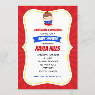 Superheld Girl Invitation Baby shower / Birthday Kaart