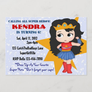 Superheld Girl Invitation Kaart