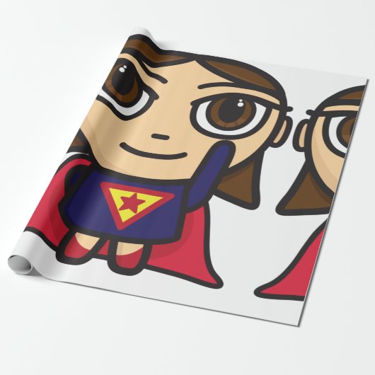 Superheld Girl Wrapping Paper Cadeaupapier (Uitgerold)