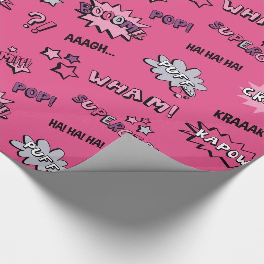 Superheld Girly Pattern Cadeaupapier (Hoek)