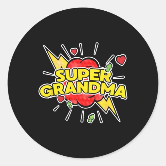 Superheld - Grandma Moederdag Ronde Sticker (Voorkant)