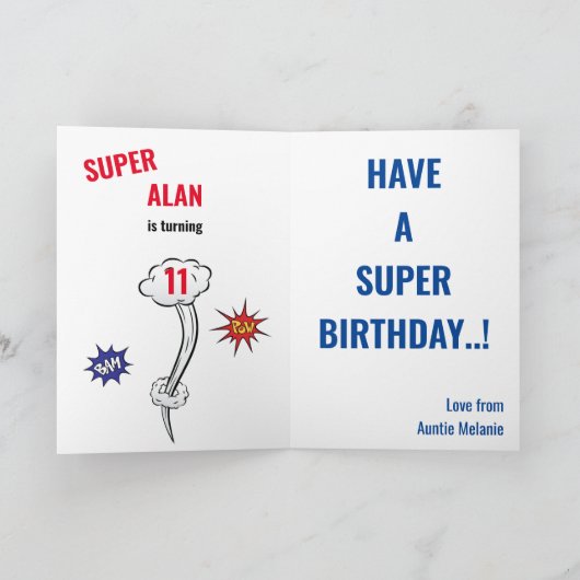 Superheld Green Flying Boy Amazing Fab Birthday  Kaart (Binnen)