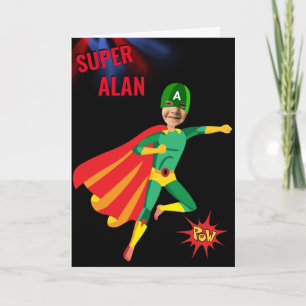 Superheld Green Flying Boy Amazing Fab Birthday  Kaart