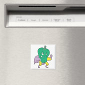 superheld groene paprika cartoon personage magneet (Insitu (Vaatwasser))