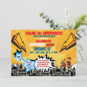 Superheld Halloween Cartoon Comic Invitation Kaart (Staand voorkant)