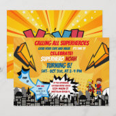 Superheld Halloween Cartoon Comic Invitation Kaart (Voorkant / Achterkant)