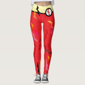 Superheld Halloween Red Cream Lightning Bolts Leggings (Voorkant)