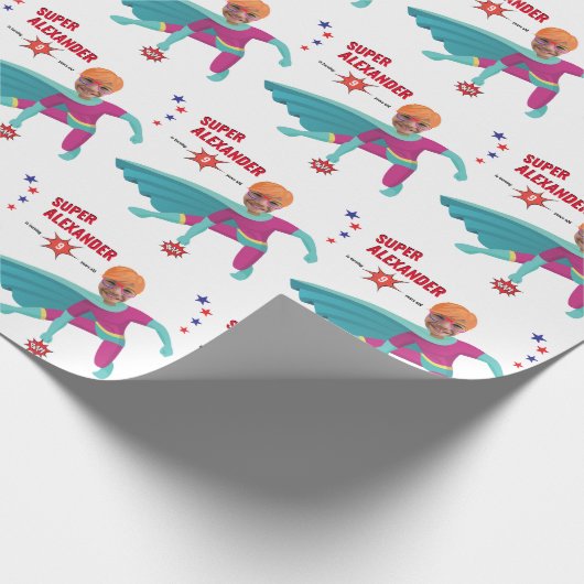 Superheld Happy Boy Fantastic Fun Birthday Gift Cadeaupapier (Hoek)