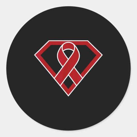 Superheld held multipel myeloom kanker lint ronde sticker (Voorkant)