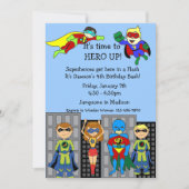 Superheld Hero Up Invitation Kaart (Voorkant)