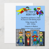 Superheld Hero Up Invitation Kaart (Voorkant / Achterkant)