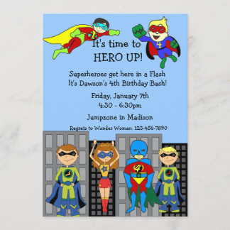 Superheld Hero Up Invitation Kaart